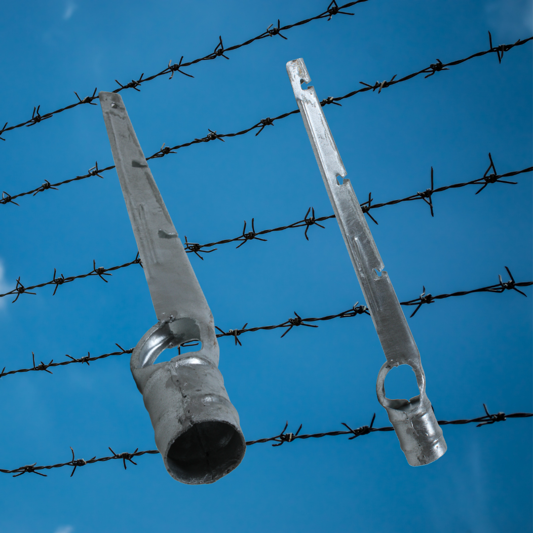 2" x 1-5/8" 3 Strand Vertical Galvanized Barbed Wire Arm for Chain Link Fences