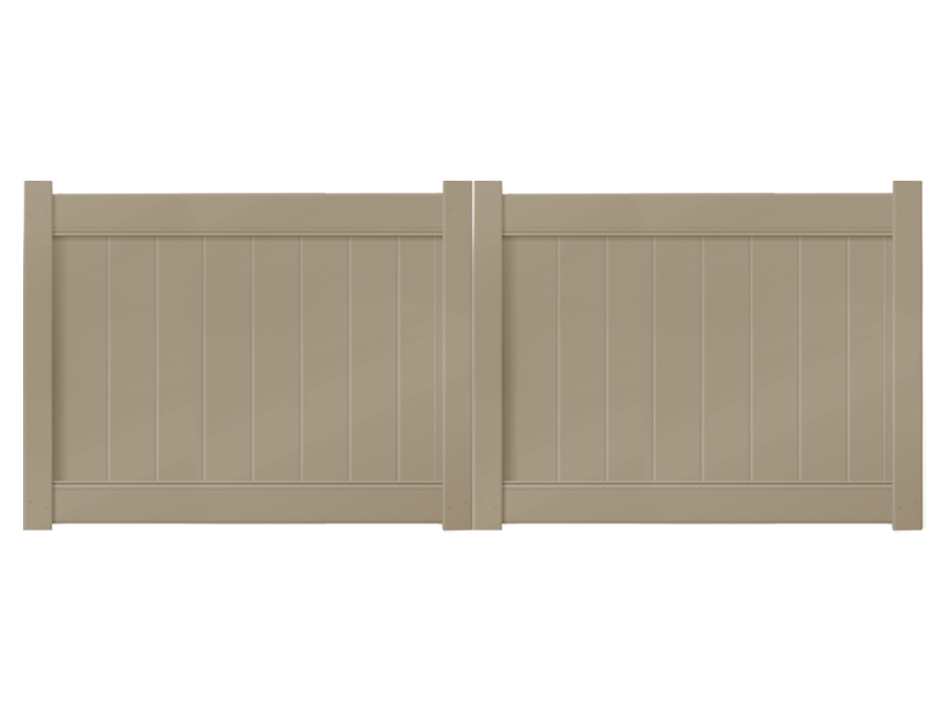 10' x 4' Khaki Double Drive Vinyl Gate For Vinyl Fences