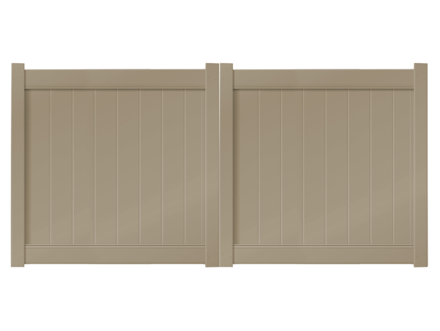 10' x 5' Khaki Double Drive Vinyl Gate For Vinyl Fences