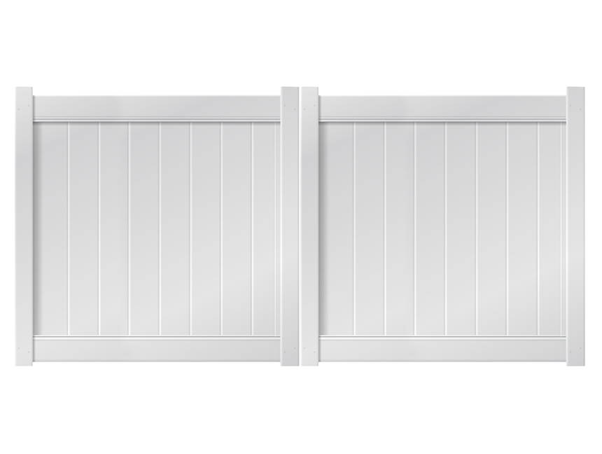 10' x 5' White Double Drive Vinyl Gate For Vinyl Fences