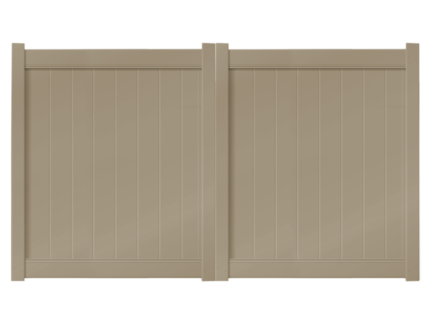 10' x 6' Khaki Double Drive Vinyl Gate For Vinyl Fences
