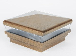 4" x 4" Neptune Low Voltage Light Post Cap (Box of 6) For Vinyl Fences