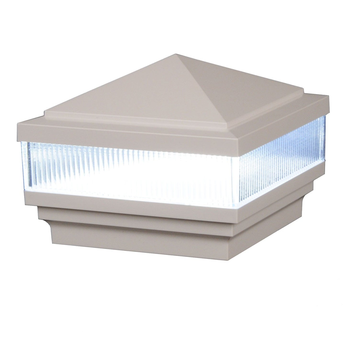 4" x 4" Haven Low Voltage Scallop Lens LED Light Post Cap (Box of 6) For Vinyl Fences