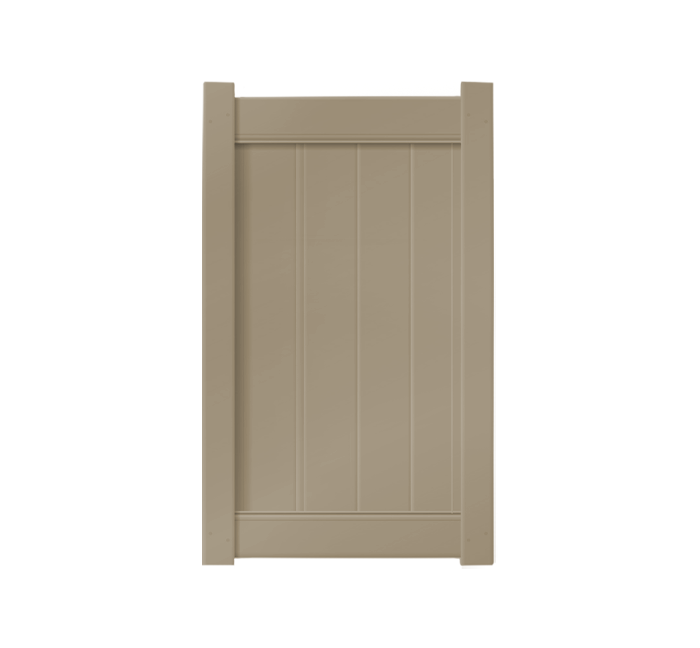 3' x 5' Khaki Single Swing Vinyl Gate For Vinyl Fences