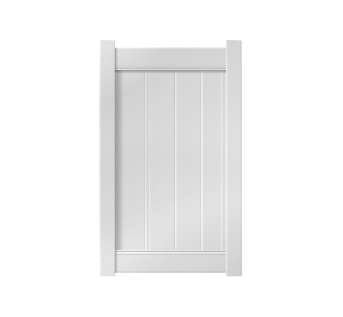 3' x 5' White Single Swing Vinyl Gate For Vinyl Fences