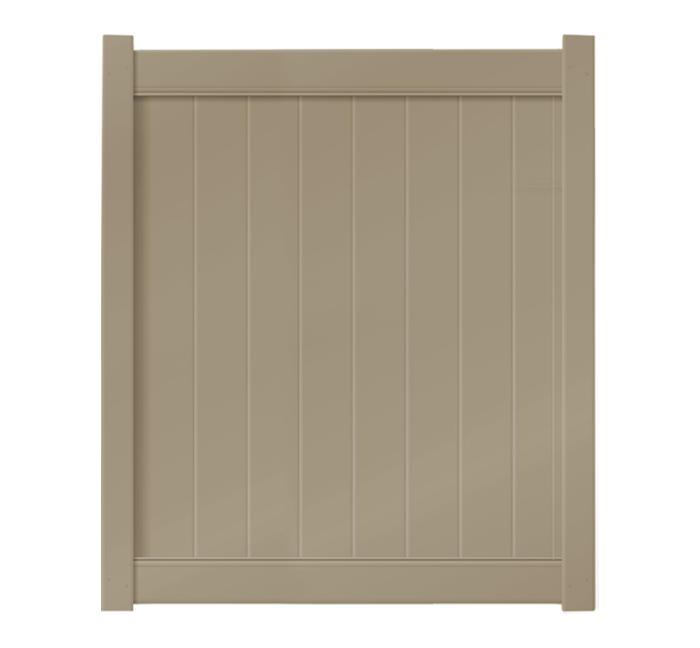5' x 6' Khaki Single Swing Vinyl Gate For Vinyl Fences