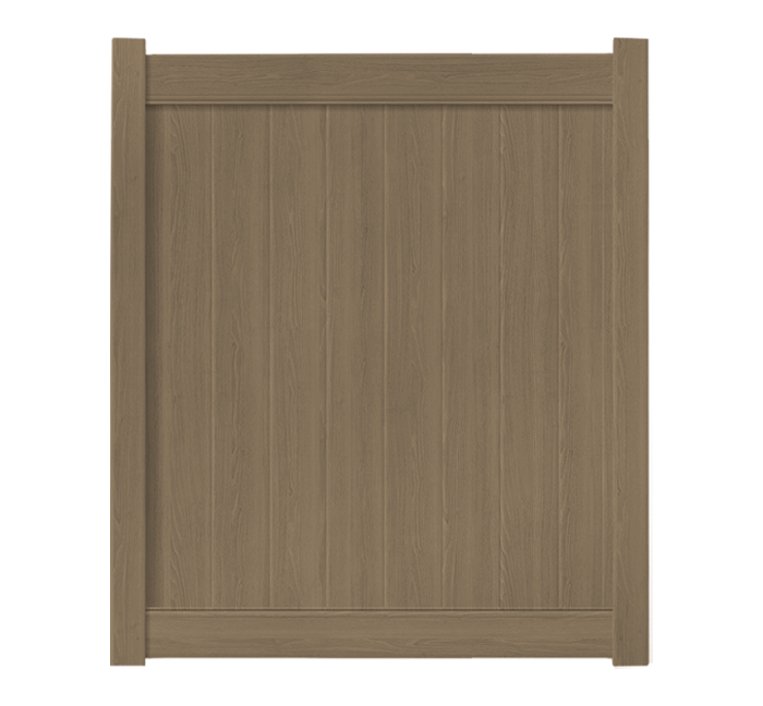 5' x 6' Weathered Cedar Single Swing Vinyl Gate For Vinyl Fences