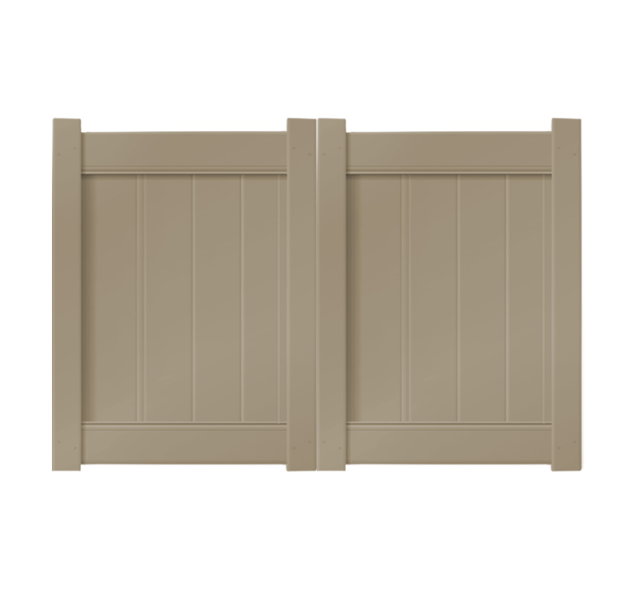 6' x 4' Khaki Double Drive Vinyl Gate For Vinyl Fences