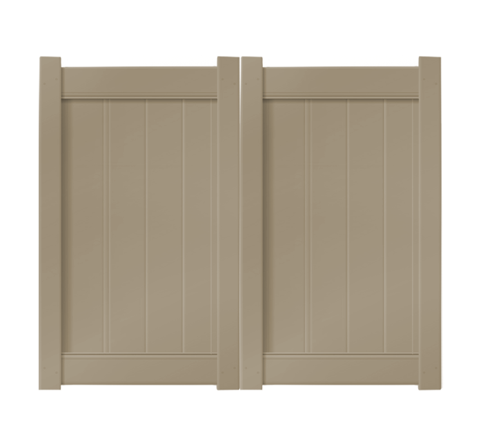 6' x 5' Khaki Double Drive Vinyl Gate For Vinyl Fences