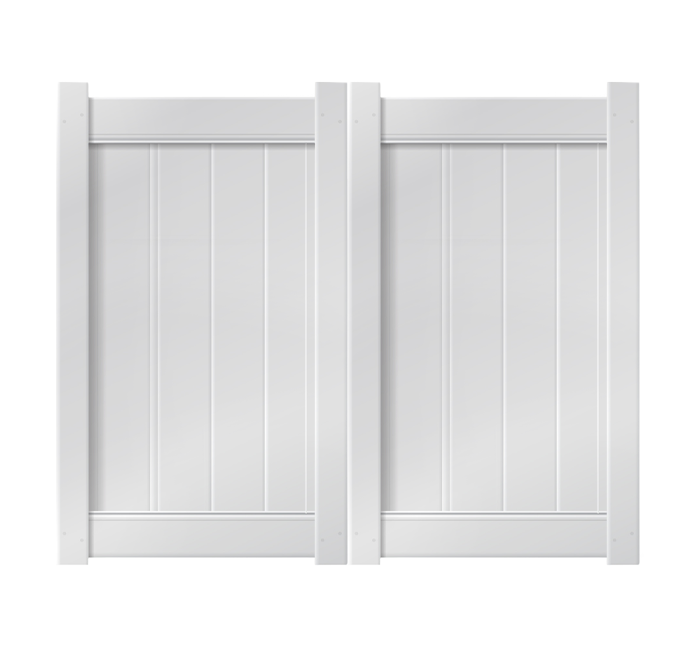 6' x 5' White Double Drive Vinyl Gate For Vinyl Fences