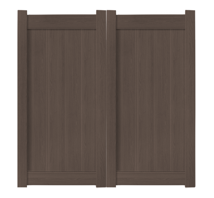 6' x 6' Chestnut Brown Double Drive Vinyl Gate For Vinyl Fences