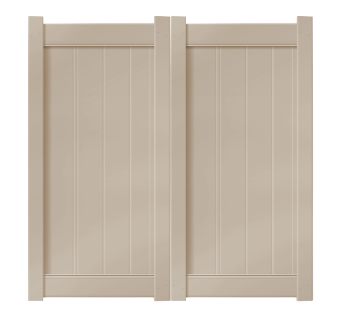 6' x 6' Sandstone Double Drive Vinyl Gate For Vinyl Fences