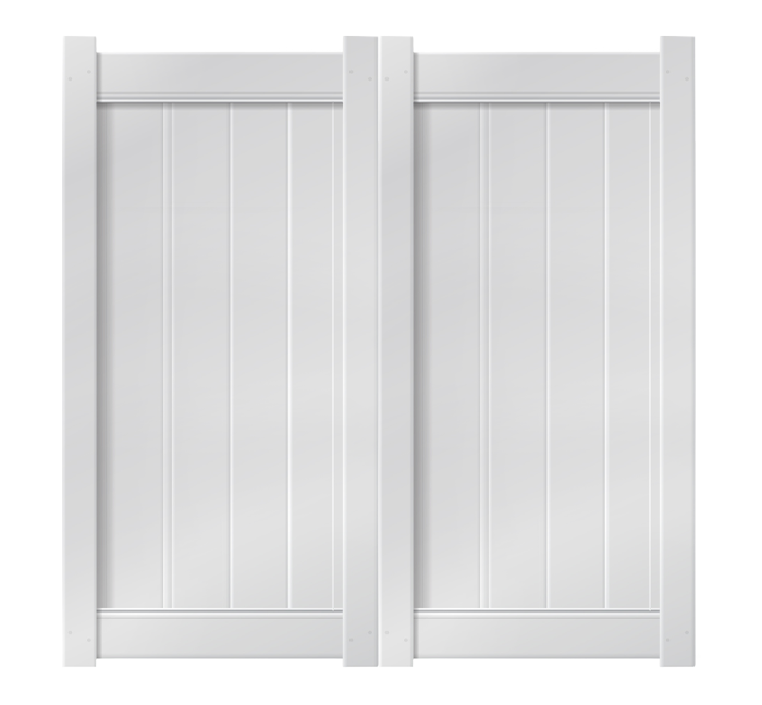 6' x 6' White Double Drive Vinyl Gate For Vinyl Fences