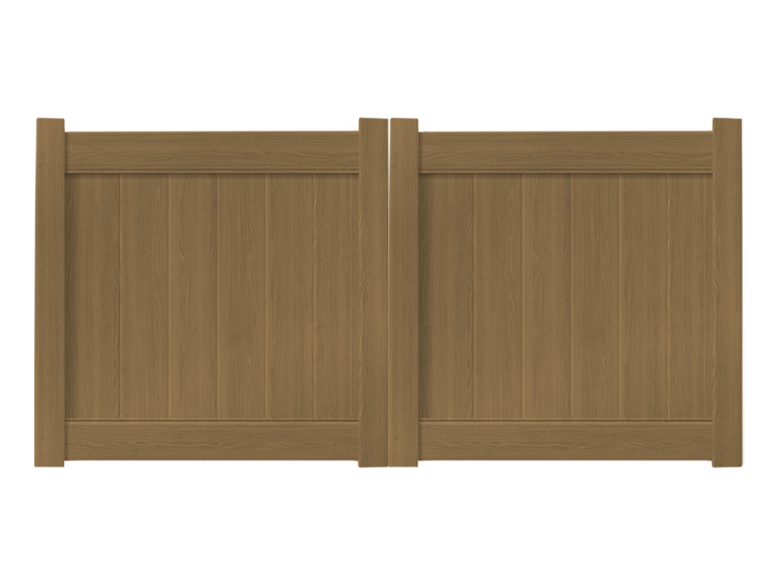 8' x 4' Natural Cedar Double Drive Vinyl Gate For Vinyl Fences