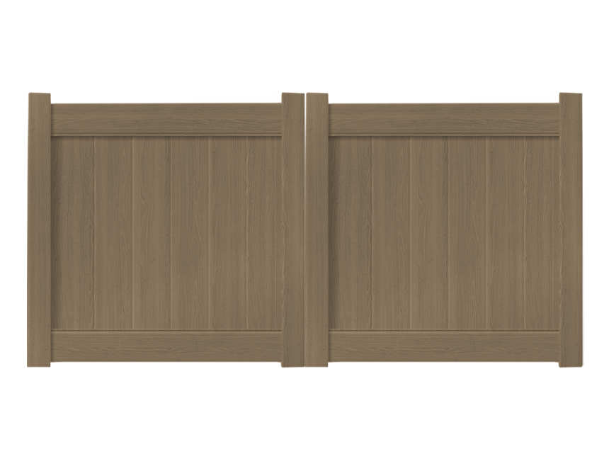8' x 4' Weathered Cedar Double Drive Vinyl Gate For Vinyl Fences