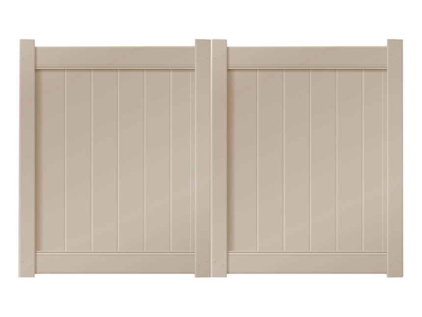 8' x 5' Sandstone Double Drive Vinyl Gate For Vinyl Fences
