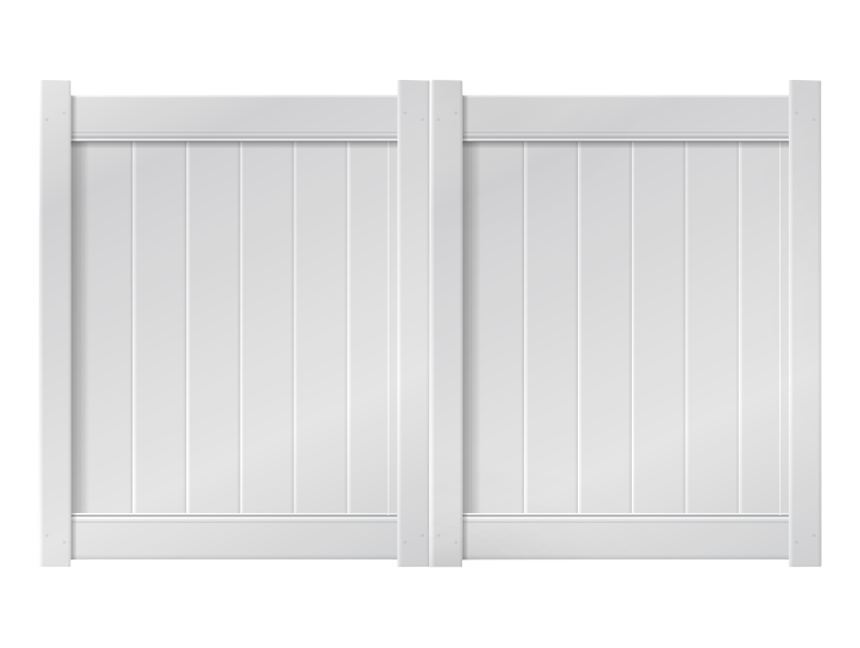 8' x 5' White Double Drive Vinyl Gate For Vinyl Fences