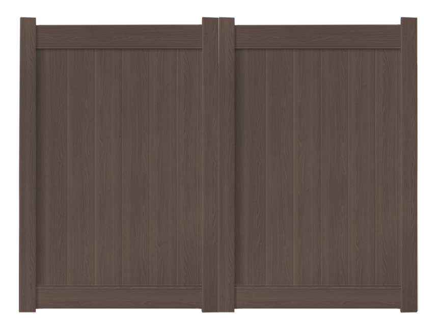 8' x 6' Chestnut Brown Double Drive Vinyl Gate For Vinyl Fences
