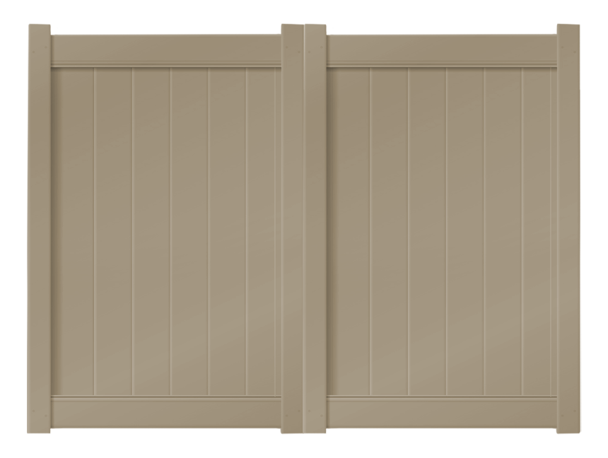 8' x 6' Khaki Double Drive Vinyl Gate For Vinyl Fences