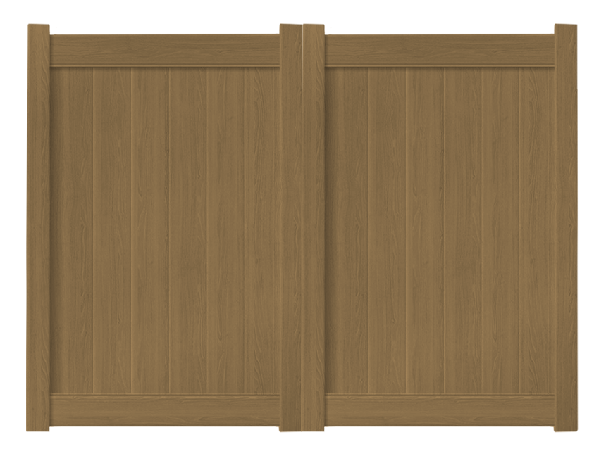 8' x 6' Natural Cedar Double Drive Vinyl Gate For Vinyl Fences