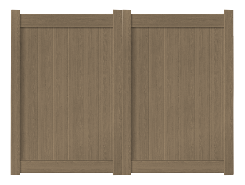 8' x 6' Weathered Cedar Double Drive Vinyl Gate For Vinyl Fences