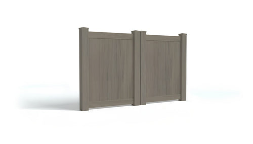 4' Tall x 6' Wide Double Drive Swing Vinyl Gate For Vinyl Fences (AFC-001) - Chai Gray