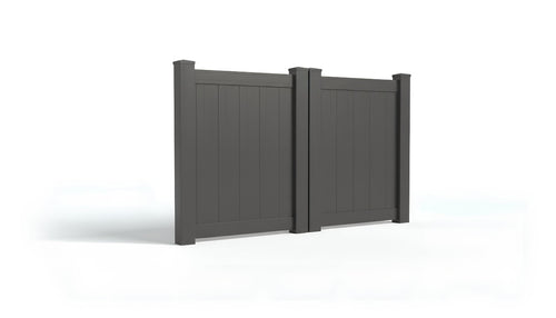 4' Tall x 6' Wide Double Drive Swing Vinyl Gate For Vinyl Fences (AFC-001) - Dark Gray