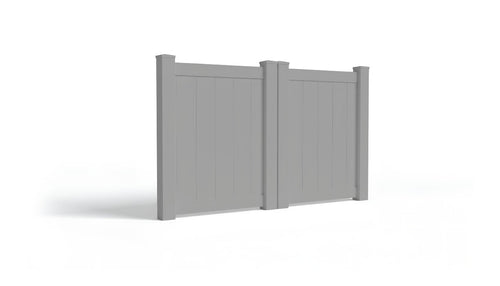 4' Tall x 6' Wide Double Drive Swing Vinyl Gate For Vinyl Fences (AFC-001) - Light Gray