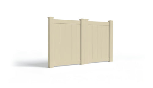 4' Tall x 6' Wide Double Drive Swing Vinyl Gate For Vinyl Fences (AFC-001) - Tan
