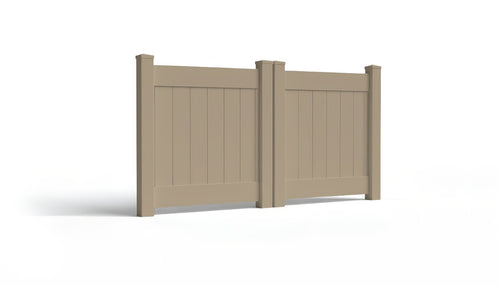 4' Tall x 8' Wide Double Drive Swing Vinyl Gate For Vinyl Fences (AFC-001) - Adobe