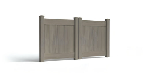 4' Tall x 8' Wide Double Drive Swing Vinyl Gate For Vinyl Fences (AFC-001) - Chai Gray