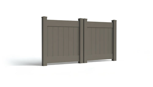 4' Tall x 8' Wide Double Drive Swing Vinyl Gate For Vinyl Fences (AFC-001) - Dark Gray