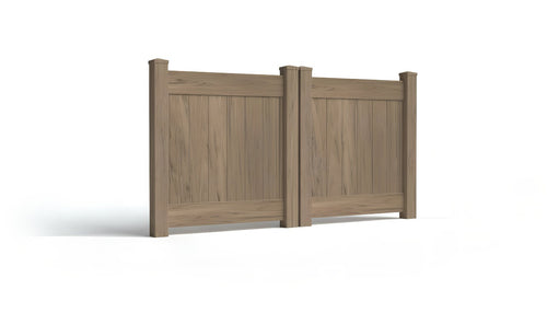 4' Tall x 8' Wide Double Drive Swing Vinyl Gate For Vinyl Fences (AFC-001) - Green Teak