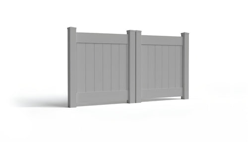 4' Tall x 8' Wide Double Drive Swing Vinyl Gate For Vinyl Fences (AFC-001) - Light Gray