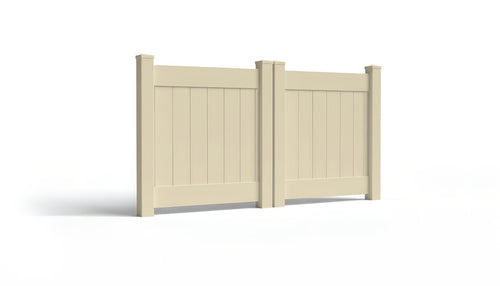 4' Tall x 8' Wide Double Drive Swing Vinyl Gate For Vinyl Fences (AFC-001) - Tan