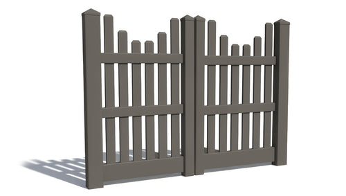 5' Tall x 6' Wide Double Drive Swing Vinyl Gate For Vinyl Fences (AFC-003) - Dark Gray