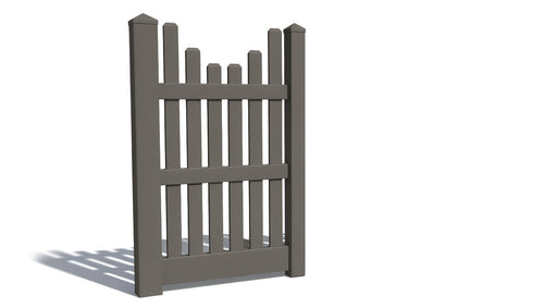 5' Tall x 3' Wide Single Swing Vinyl Gate For Vinyl Fences (AFC-003) - Dark Gray