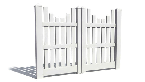 5' Tall x 6' Wide Double Drive Swing Vinyl Gate For Vinyl Fences (AFC-003) - White