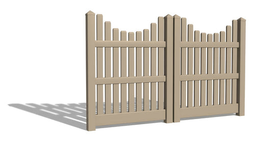 5' Tall x 8' Wide Double Drive Swing Vinyl Gate For Vinyl Fences (AFC-003) - Adobe