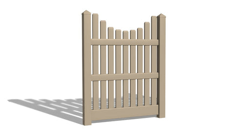 5' Tall x 4' Wide Single Swing Vinyl Gate For Vinyl Fences (AFC-003) - Adobe