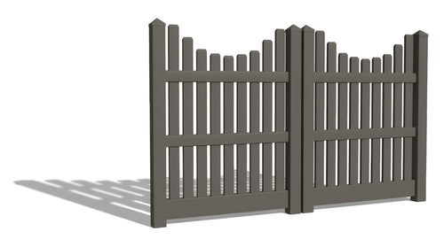 5' Tall x 8' Wide Double Drive Swing Vinyl Gate For Vinyl Fences (AFC-003) - Dark Gray