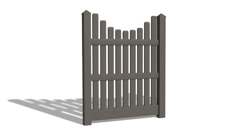 5' Tall x 4' Wide Single Swing Vinyl Gate For Vinyl Fences (AFC-003) - Dark Gray