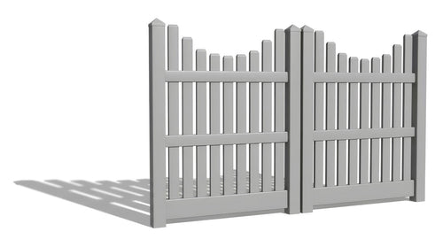 5' Tall x 8' Wide Double Drive Swing Vinyl Gate For Vinyl Fences (AFC-003) - Light Gray