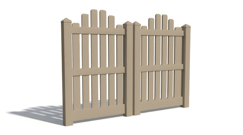 5' Tall x 6' Wide Double Drive Swing Vinyl Gate For Vinyl Fences (AFC-004) - Adobe