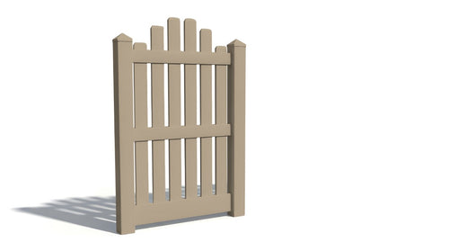 5' Tall x 3' Wide Single Swing Vinyl Gate For Vinyl Fences (AFC-004) - Adobe
