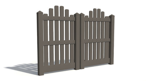 5' Tall x 6' Wide Double Drive Swing Vinyl Gate For Vinyl Fences (AFC-004) - Dark Gray
