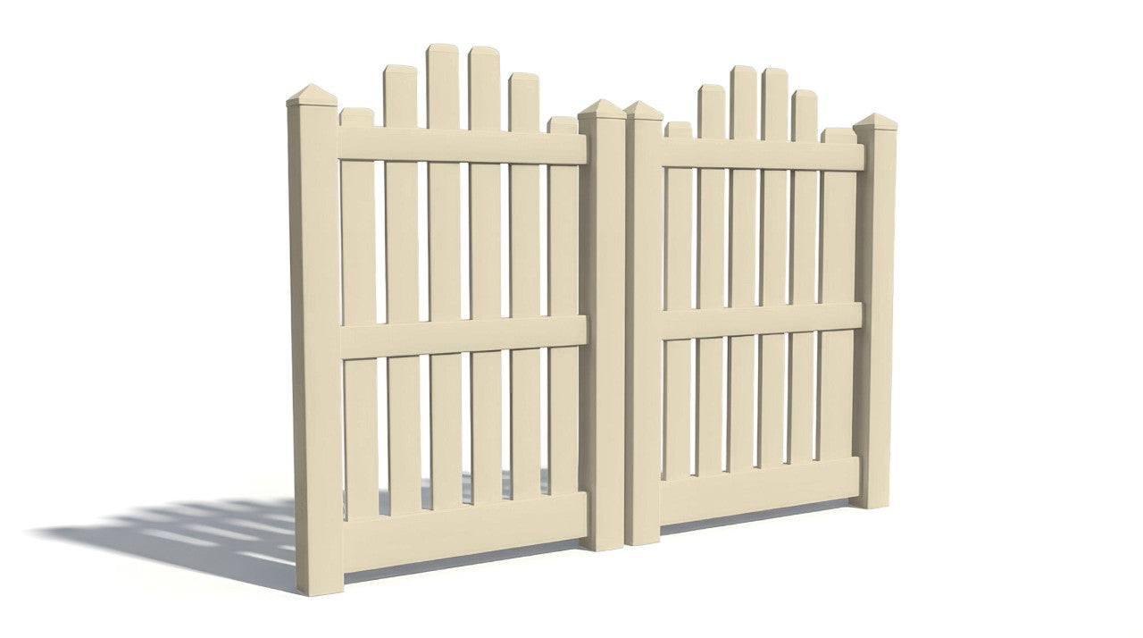 5' Tall x 6' Wide Double Drive Swing Vinyl Gate For Vinyl Fences (AFC-004)