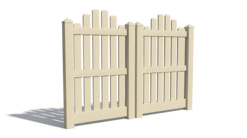 5' Tall x 6' Wide Double Drive Swing Vinyl Gate For Vinyl Fences (AFC-004) - Tan