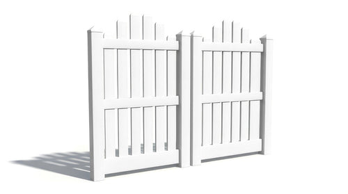 5' Tall x 6' Wide Double Drive Swing Vinyl Gate For Vinyl Fences (AFC-004) - White