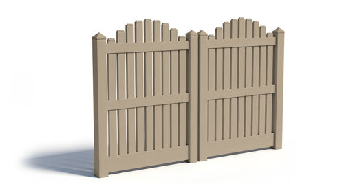 5' Tall x 8' Wide Double Drive Swing Vinyl Gate For Vinyl Fences (AFC-004) - Adobe